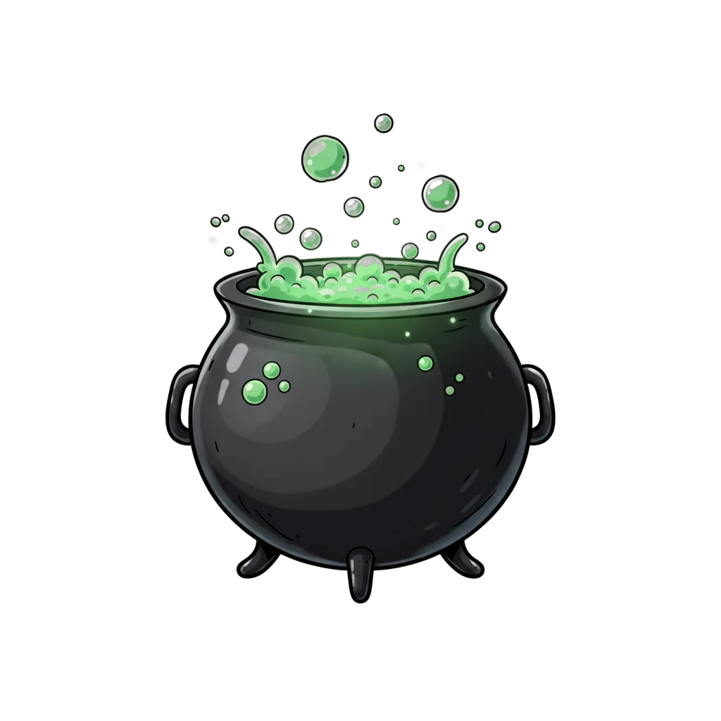 Cartoon Cauldron with Green Liquid