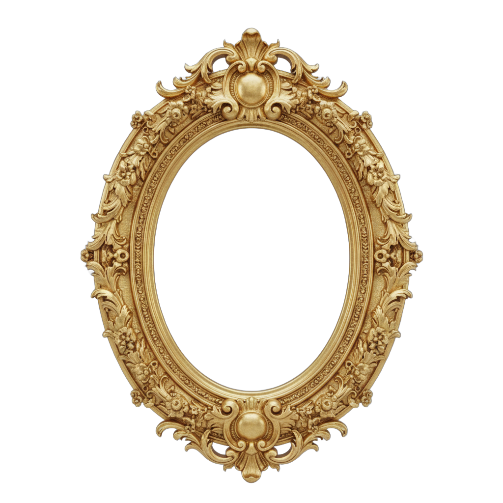 Ornate Gold Oval Baroque Frame
