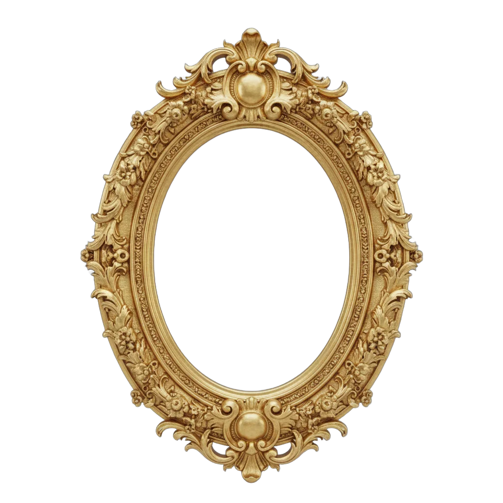 Ornate Gold Oval Baroque Frame