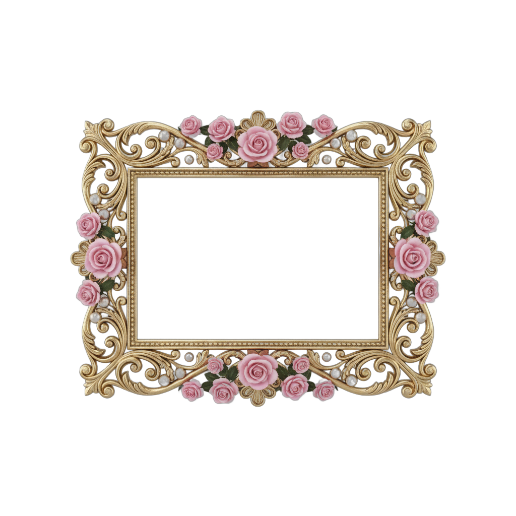 Ornate Wedding Frame with Pink Roses