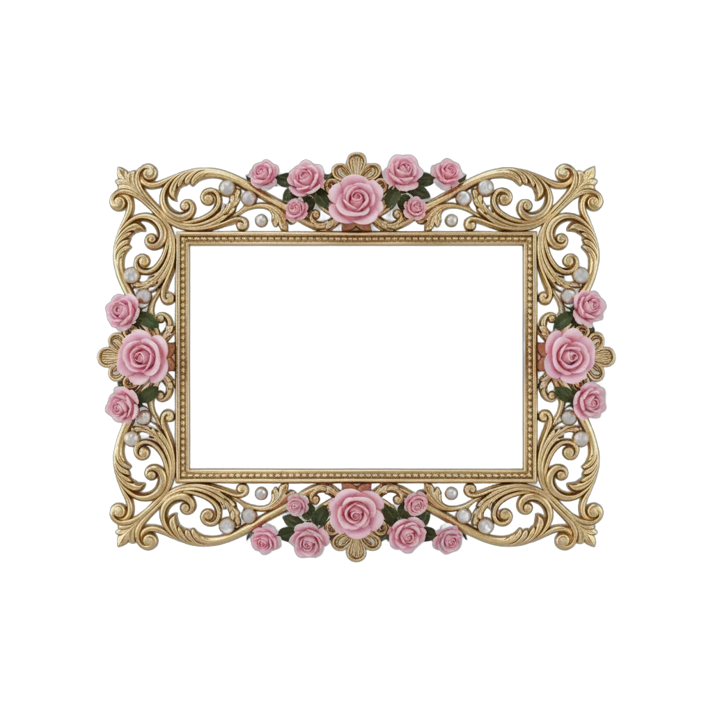 Ornate Wedding Frame with Pink Roses