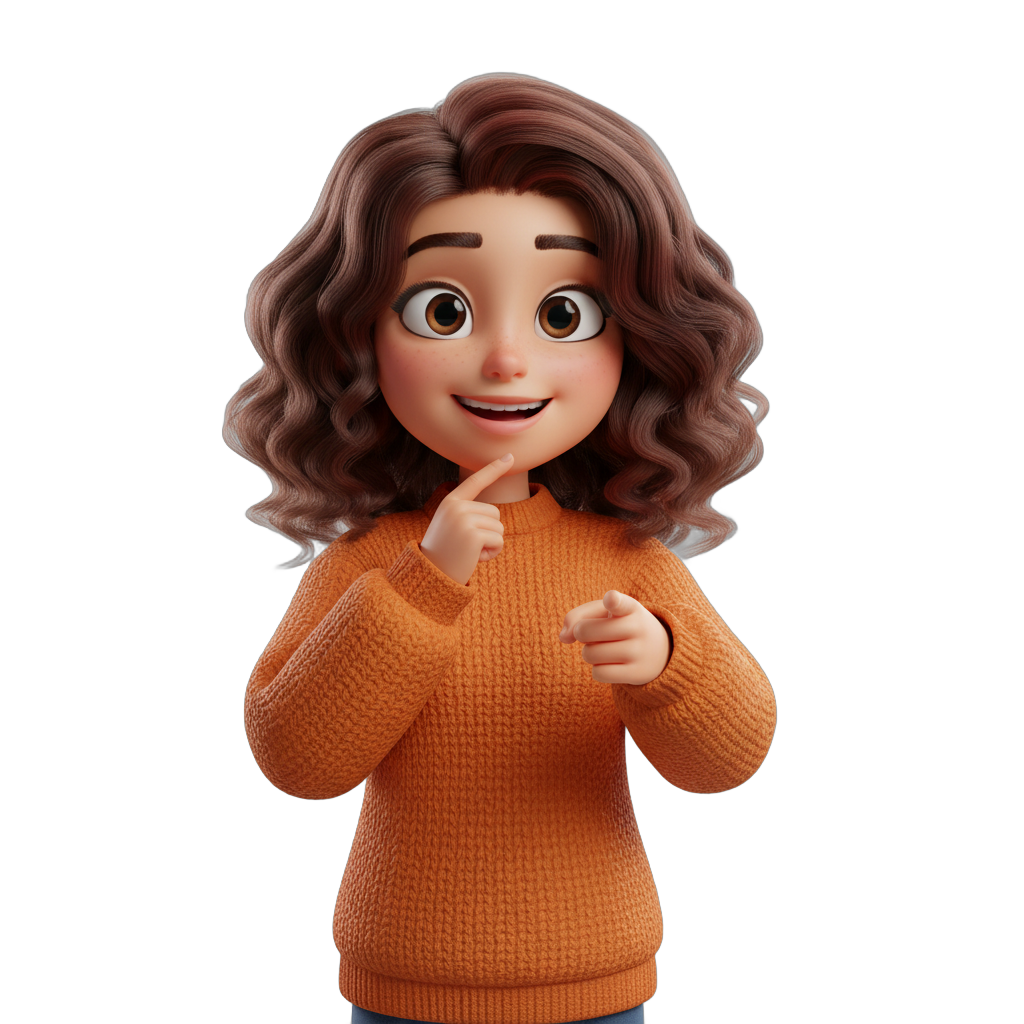 Animated Girl Avatar in Orange Sweater