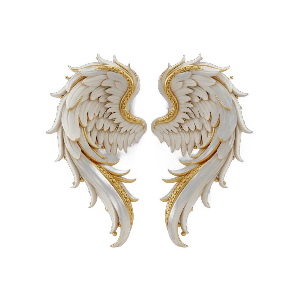 Stylized Angel Wings with Golden Trim