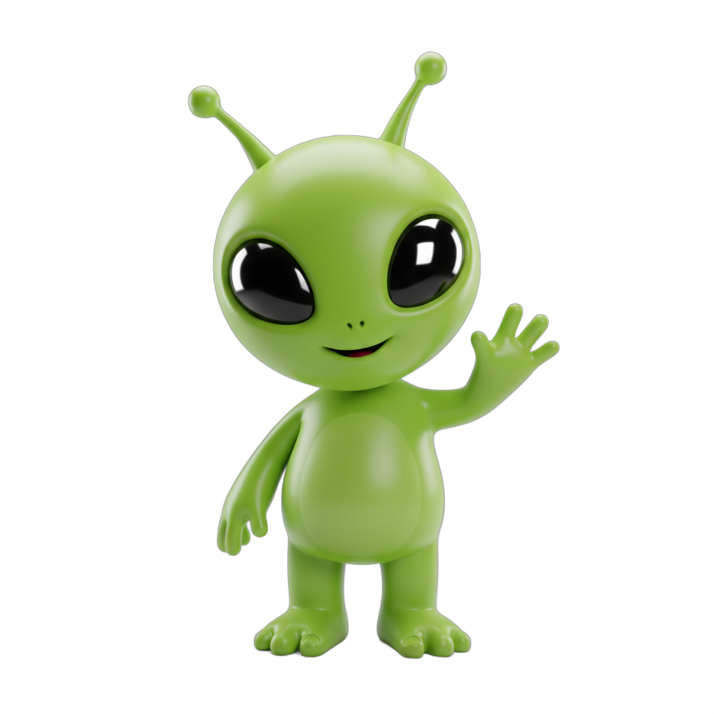 Cartoon Lime Green Alien Character