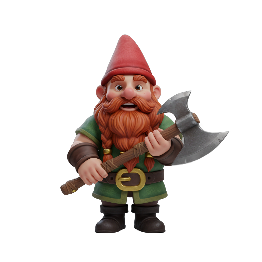 Cartoon Dwarf Character with Axe