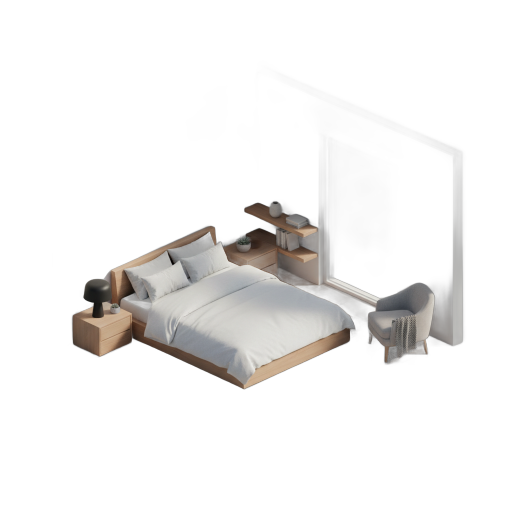Minimalist Isometric Bedroom
