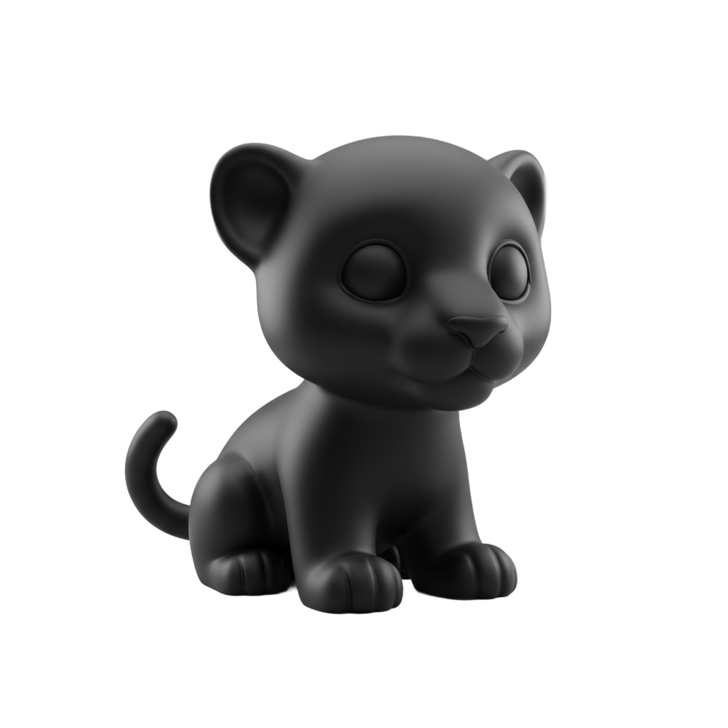 Stylized Panther Cub Figurine