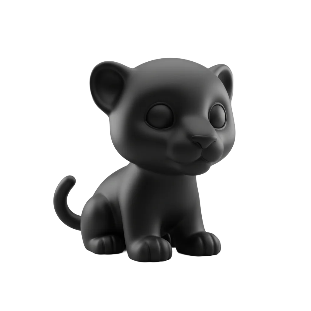 Stylized Panther Cub Figurine