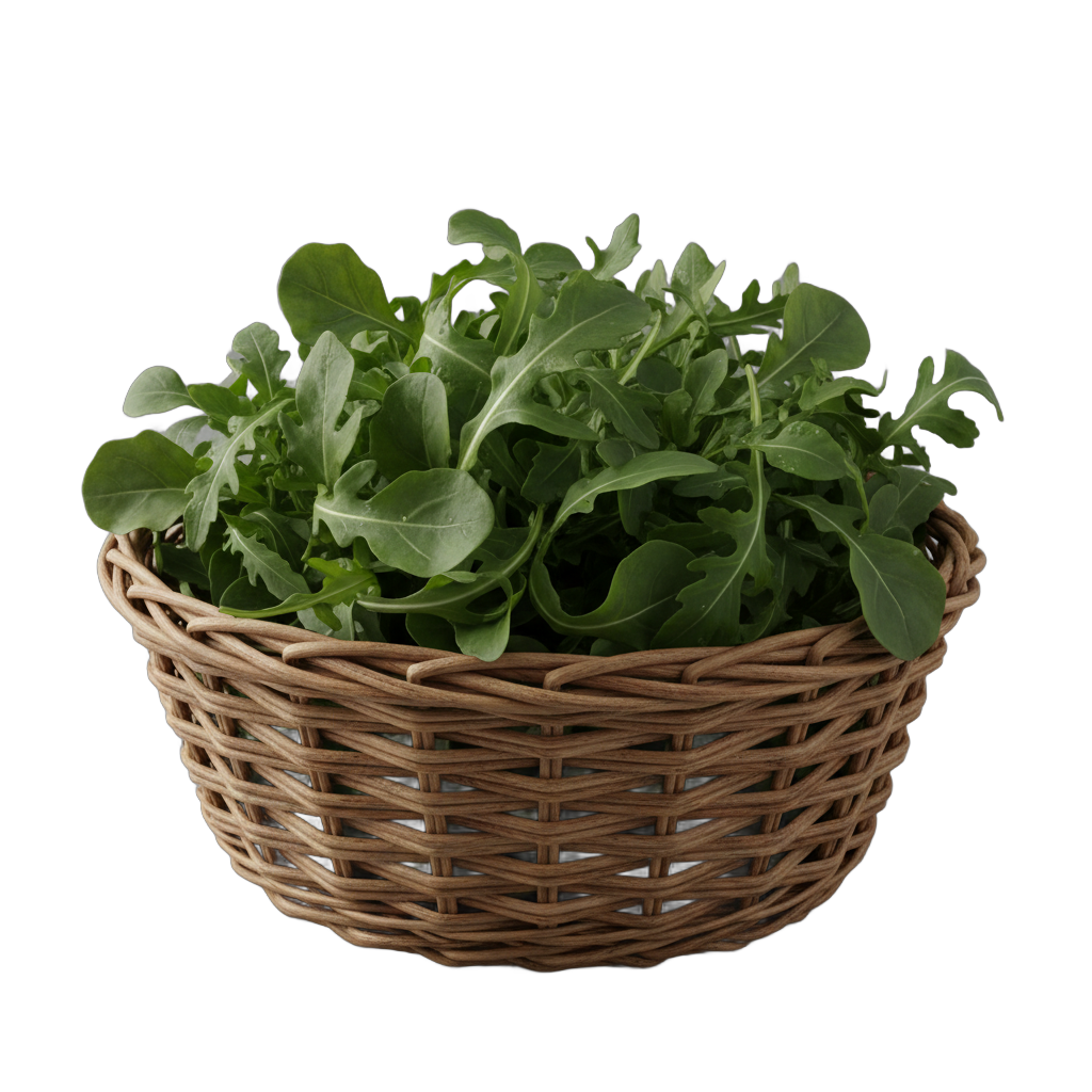 Basket of Fresh Arugula Leaves