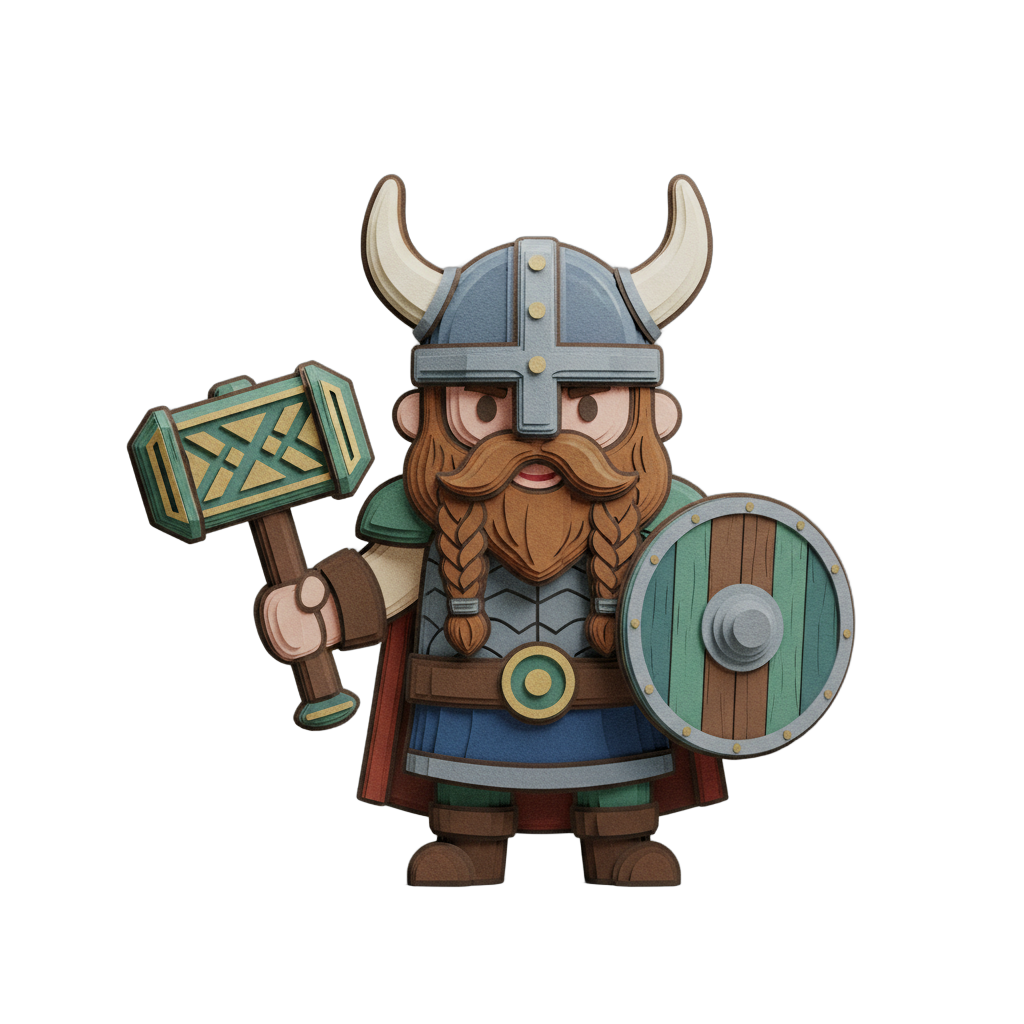 Cartoon Thor Paper Cut Art