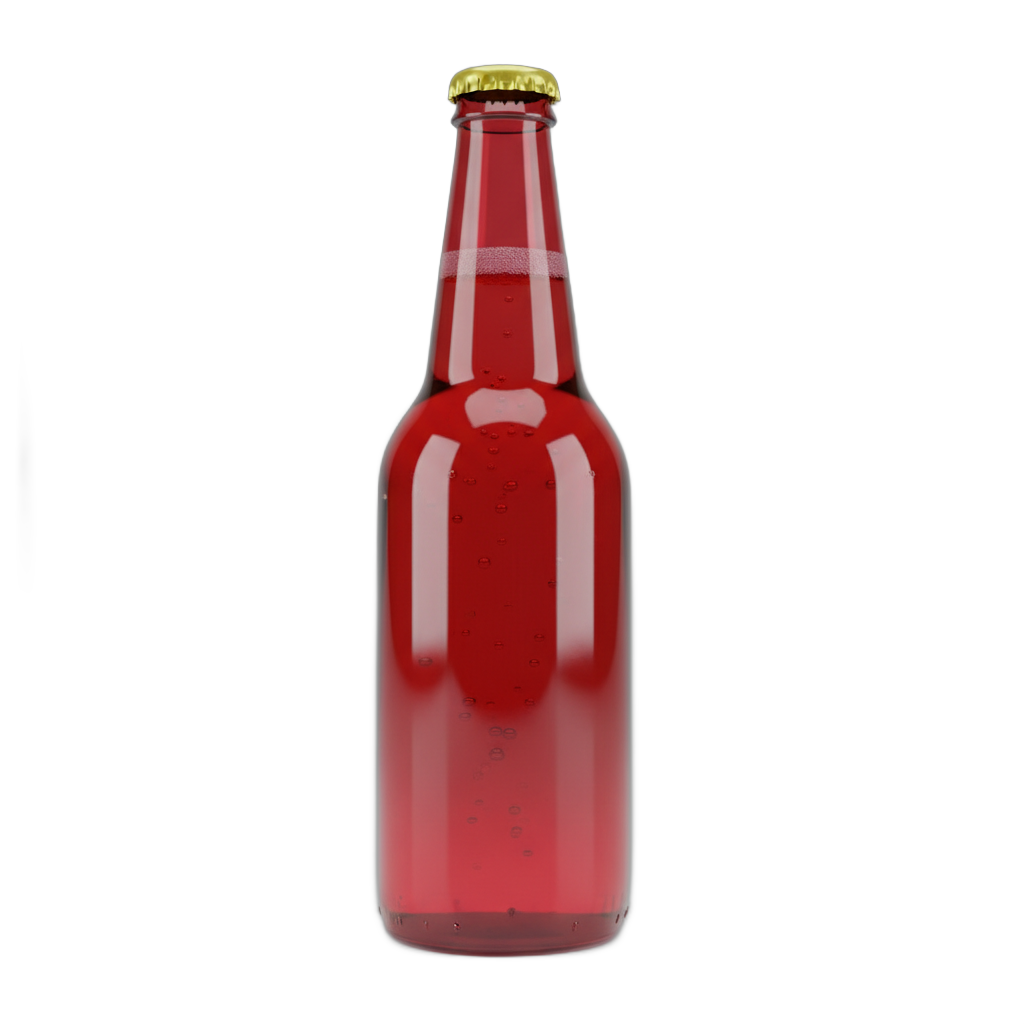 Red Glass Beer Bottle