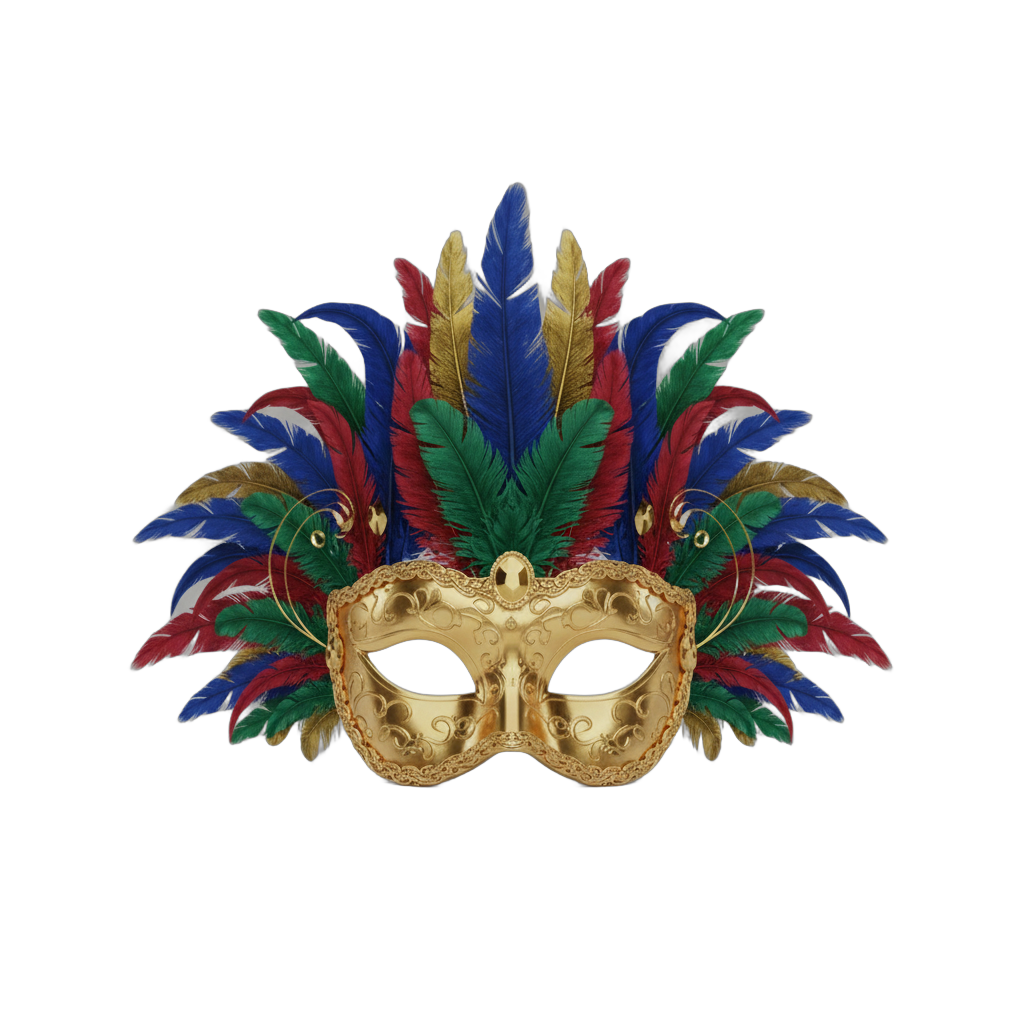 Golden Feathered Masquerade Mask