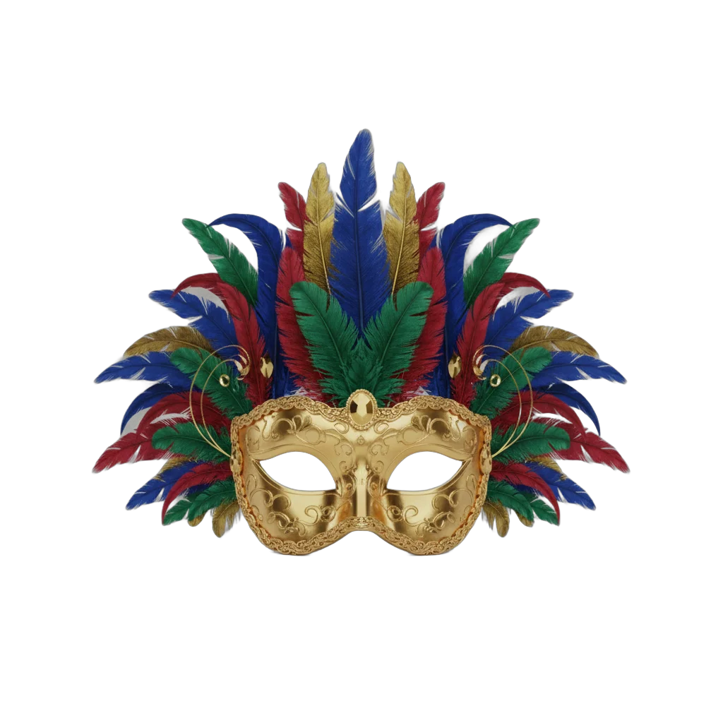 Golden Feathered Masquerade Mask