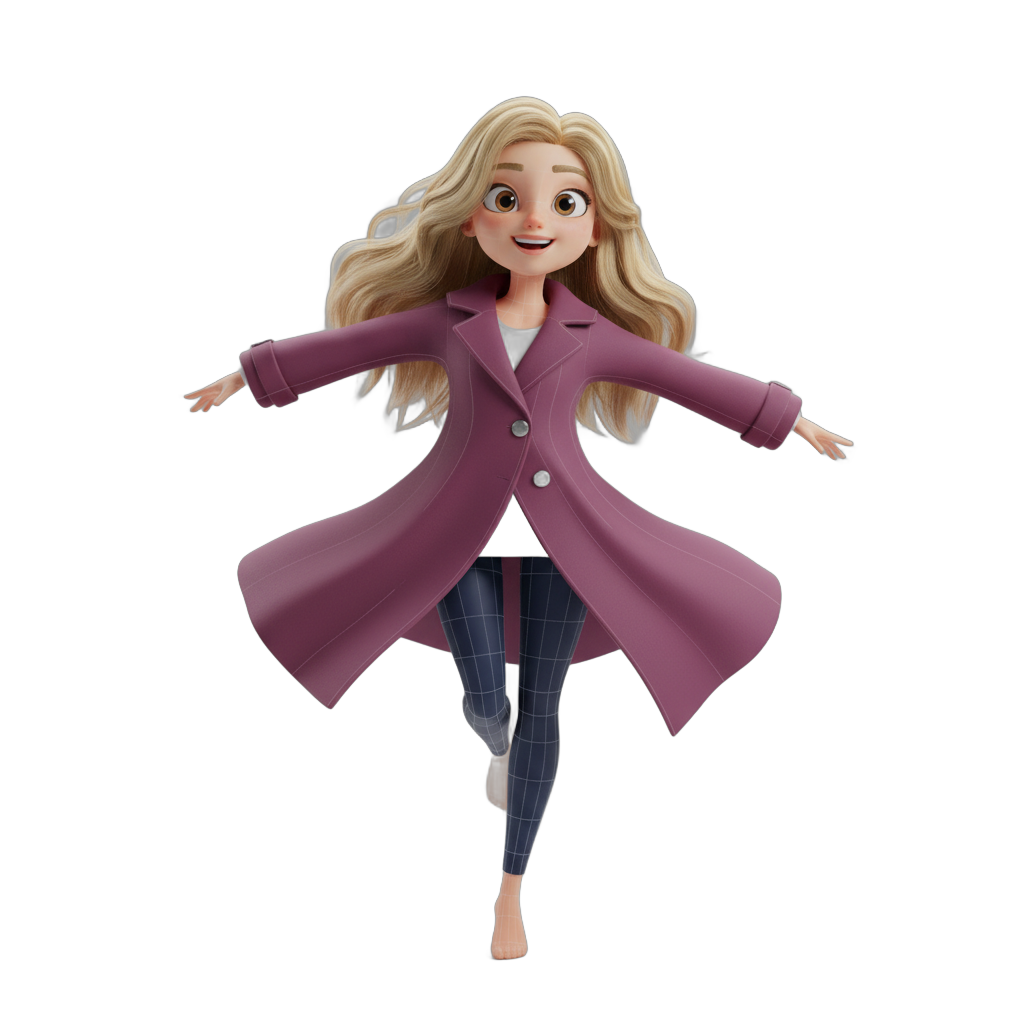 Dancing Blonde Cartoon Girl