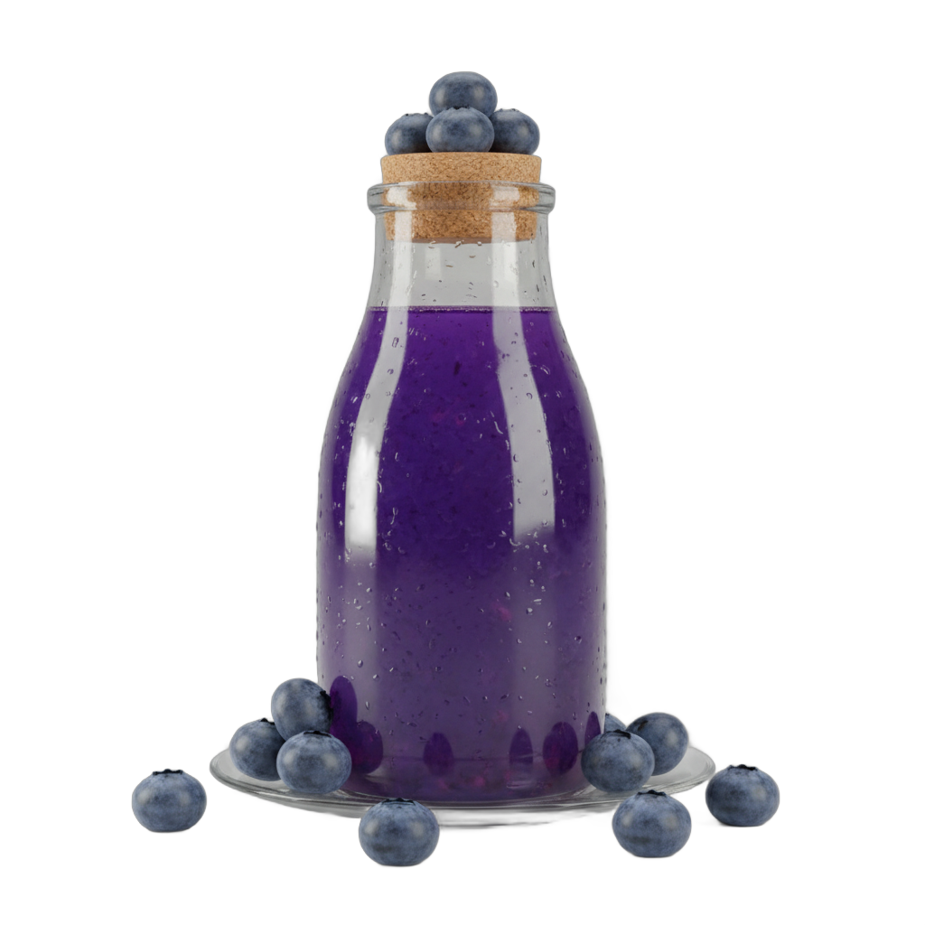 Blueberry Juice Bottle with Fresh Blueberries