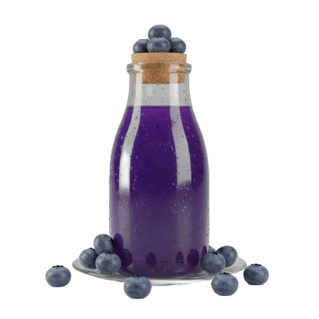 Blueberry Juice Bottle with Fresh Blueberries