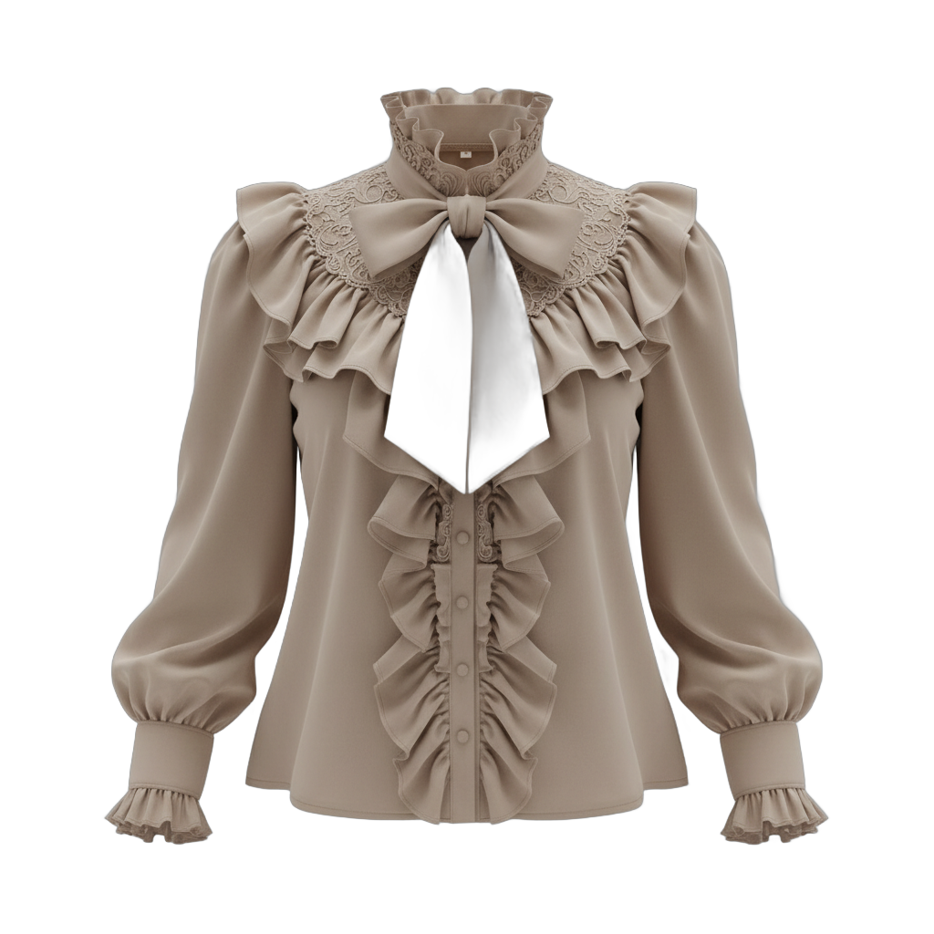 Victorian Ruffled Blouse with Bow
