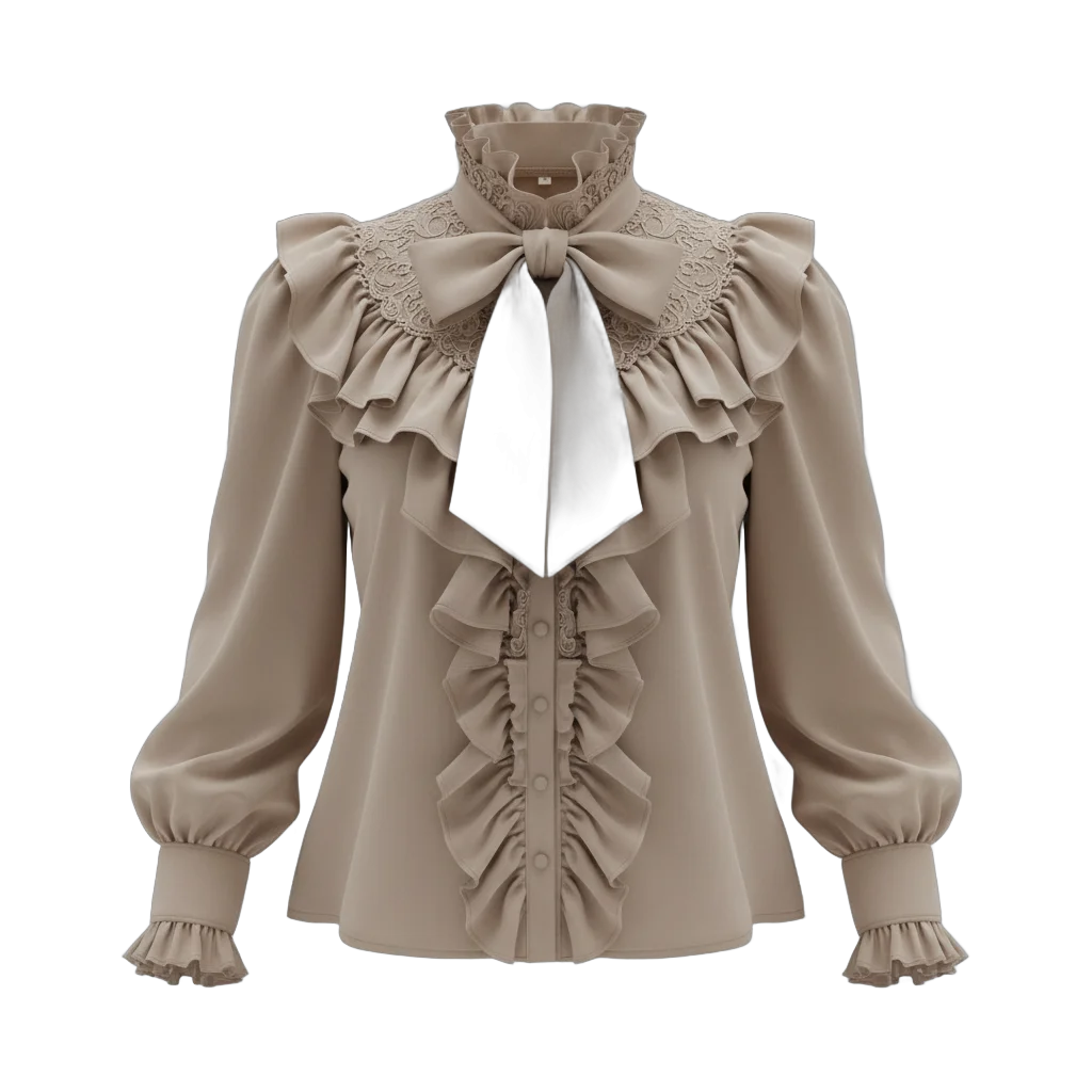 Victorian Ruffled Blouse with Bow
