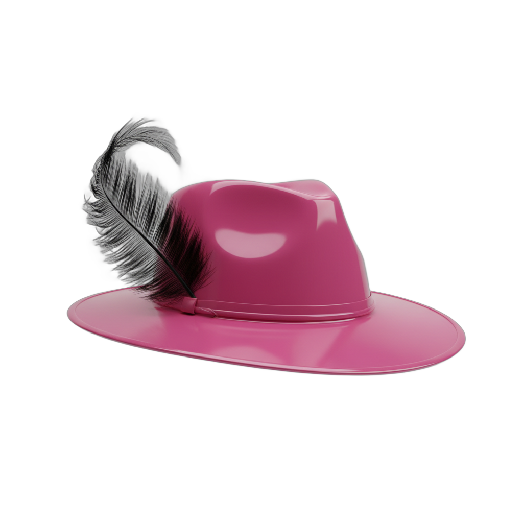 Pink Glossy Fedora with Feather