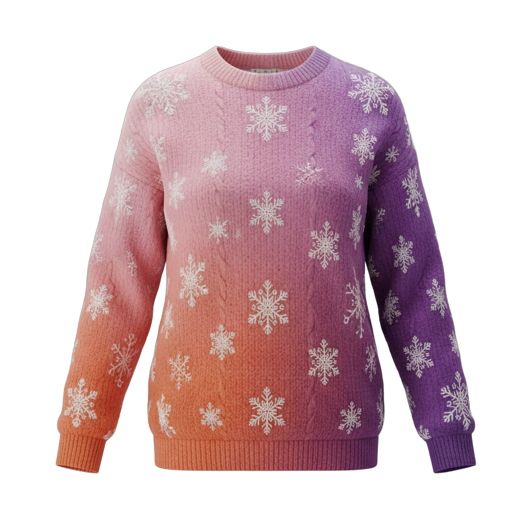 Gradient Christmas Sweater with Snowflakes