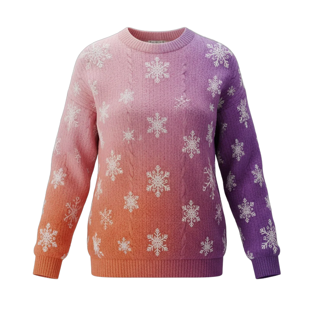 Gradient Christmas Sweater with Snowflakes