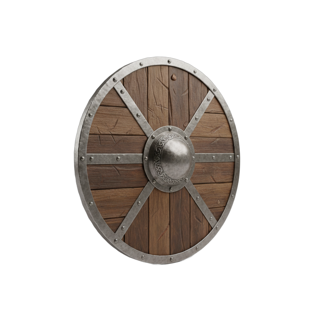 Medieval Wooden Shield with Metal Trim