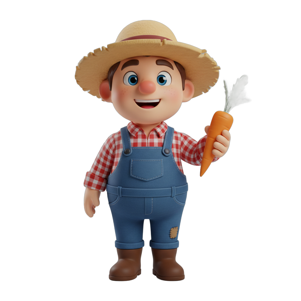Cheerful Cartoon Farmer Character