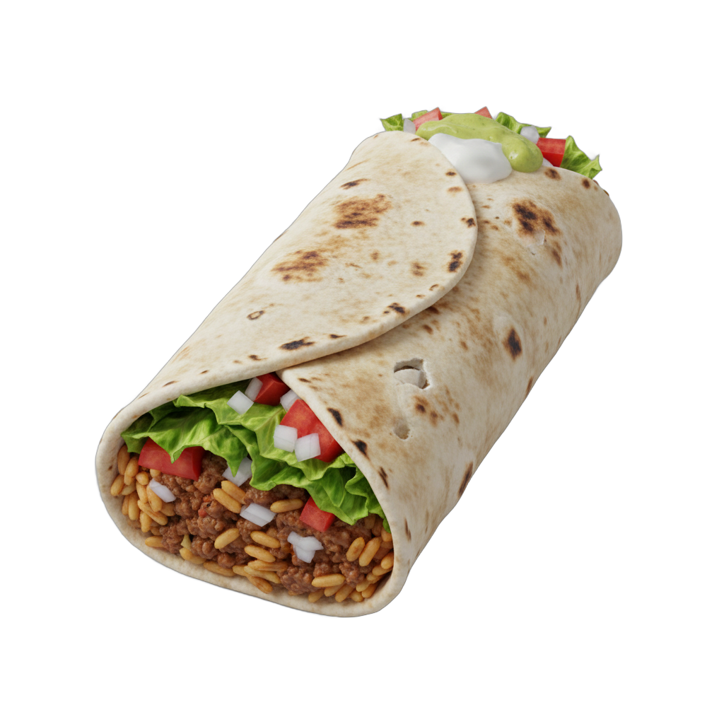 Detailed Burrito with Fresh Ingredients