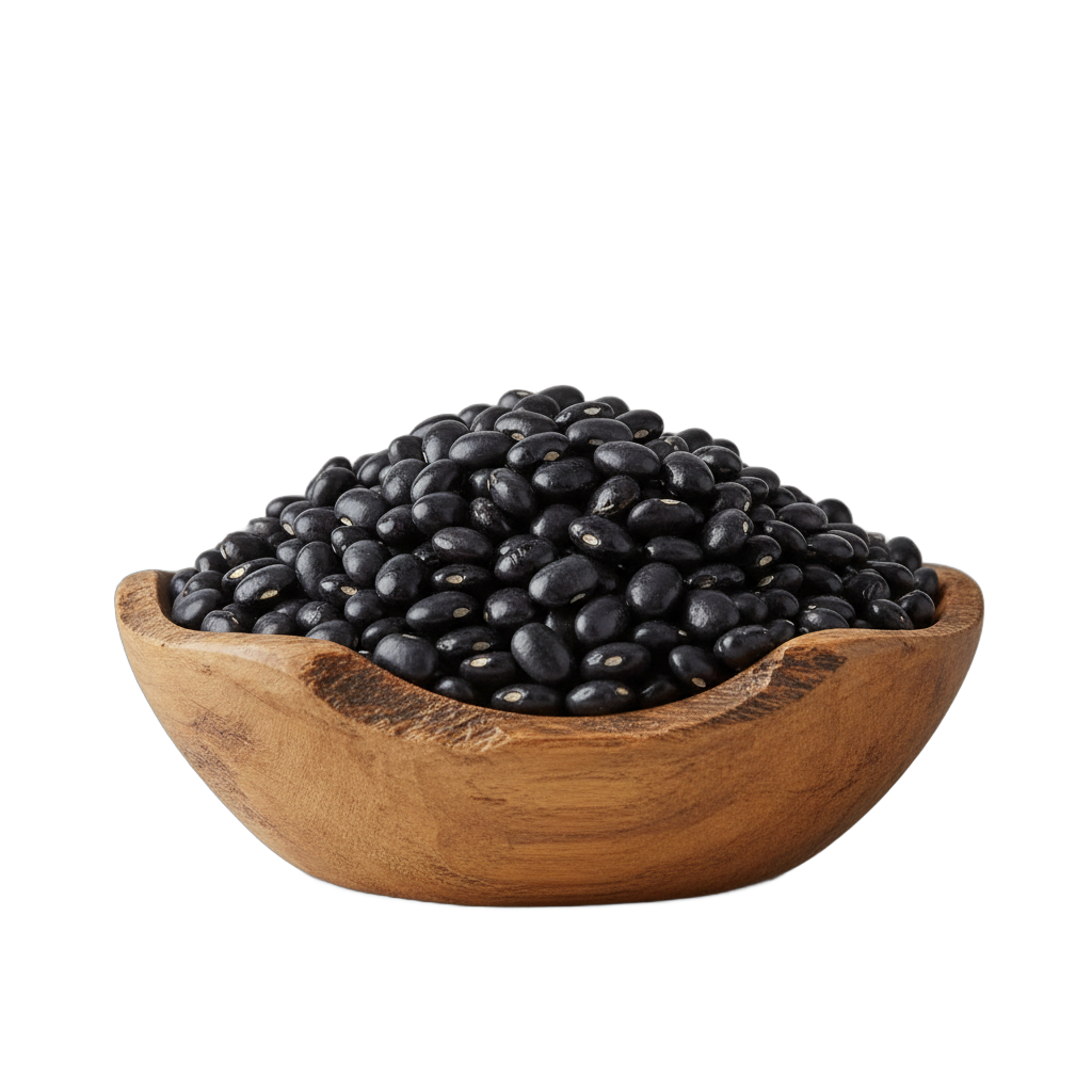 Wooden Bowl of Black Beans