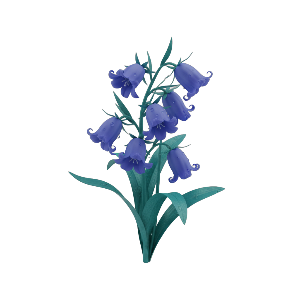 Bluebell Flowers with Teal Leaves