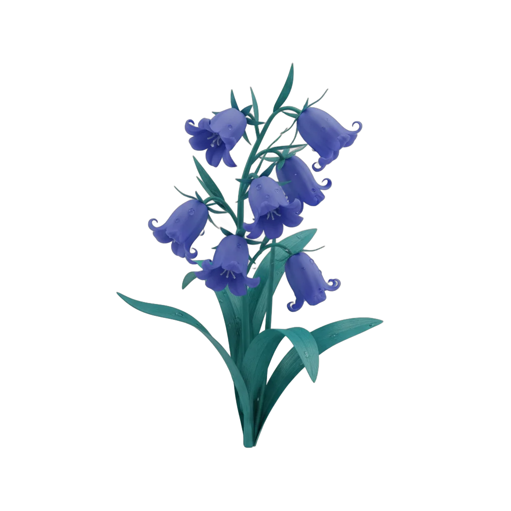 Bluebell Flowers with Teal Leaves