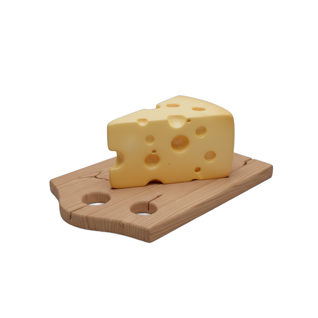 Cartoon Cheese Slice on Board