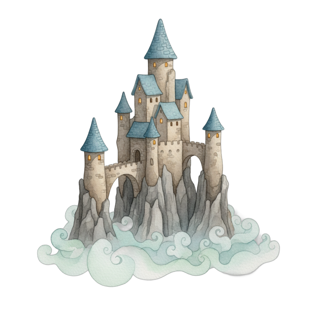 Watercolor Medieval Storybook Castle