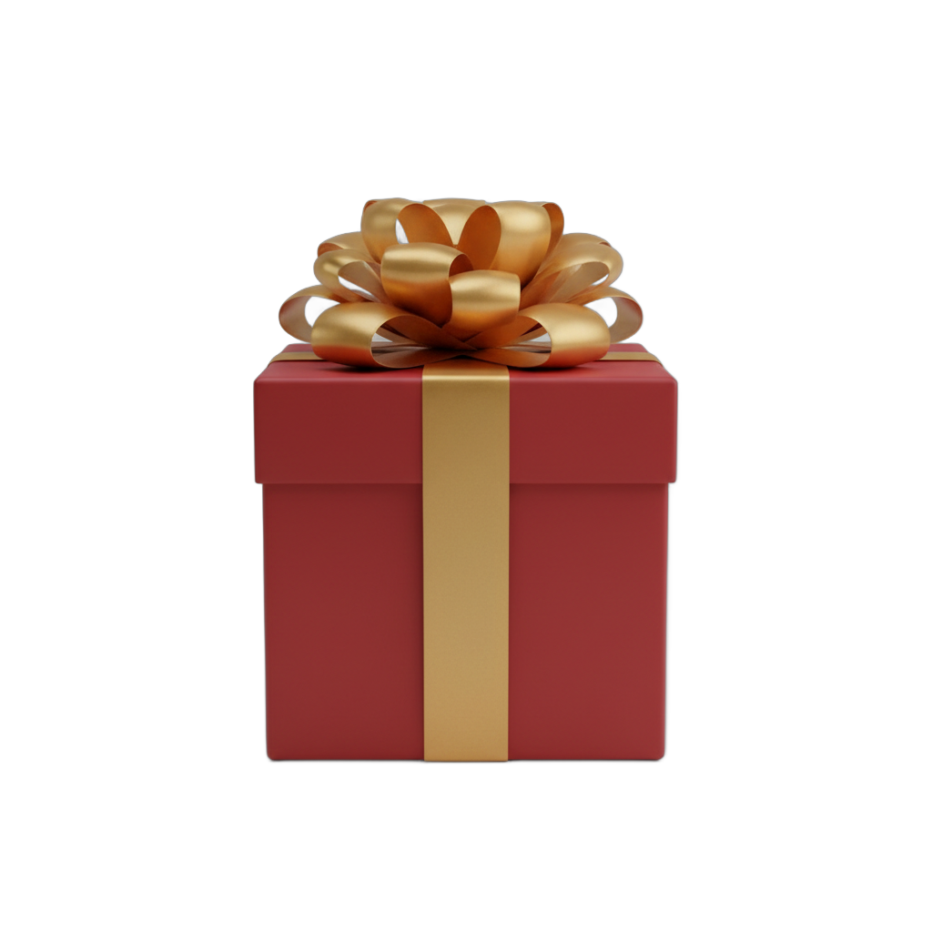 Red Gift Box with Golden Ribbon