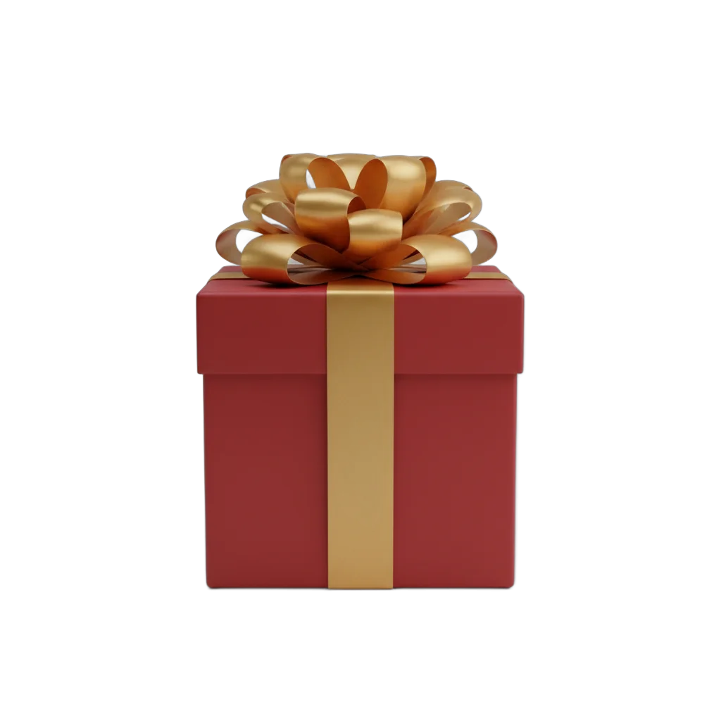Red Gift Box with Golden Ribbon