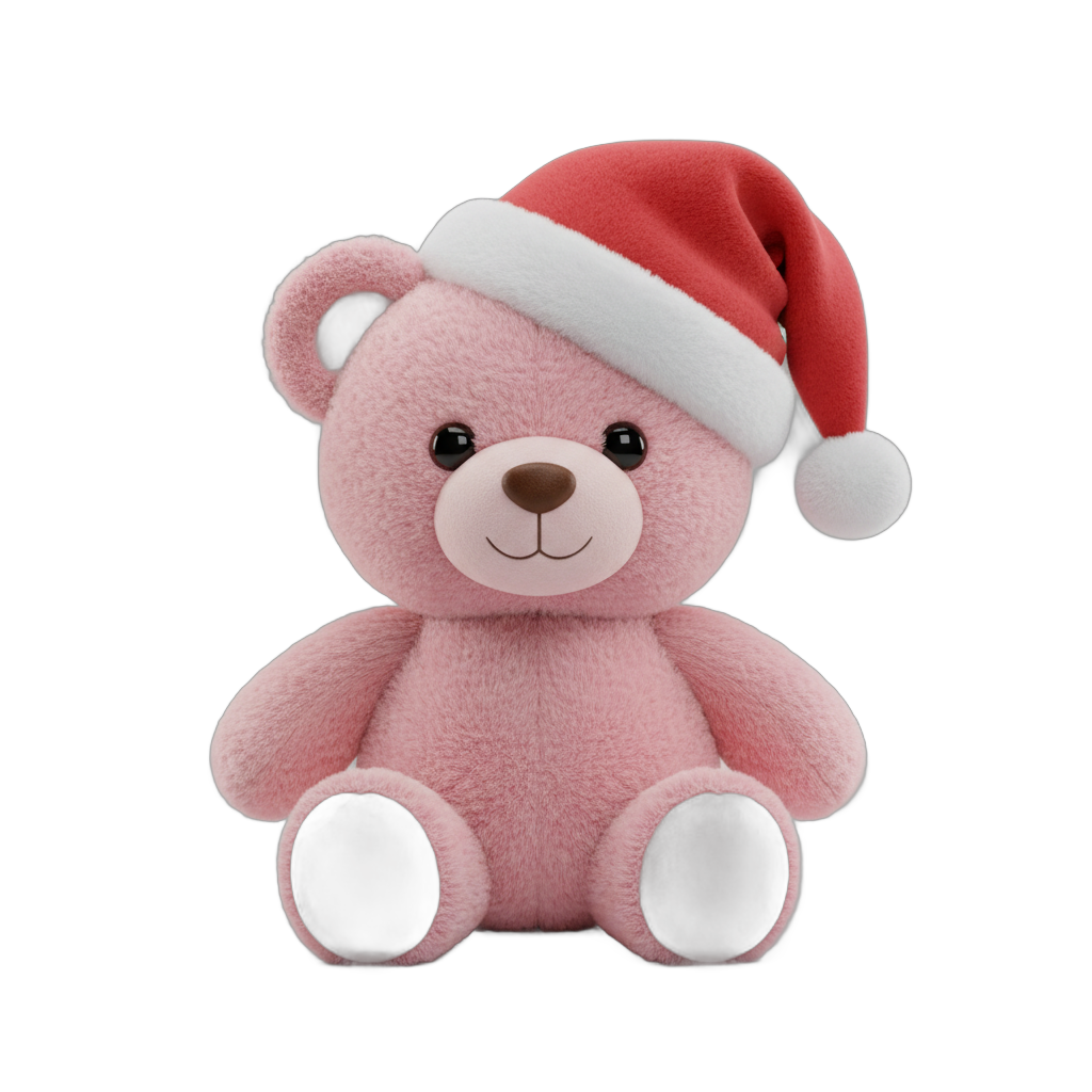 Cute Christmas Teddy Bear with Santa Hat