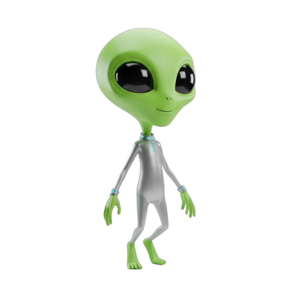 Cartoon Green Alien Character