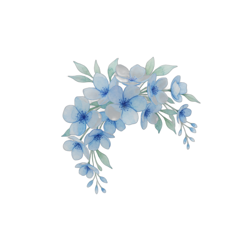 Blue Watercolor Flower Illustration