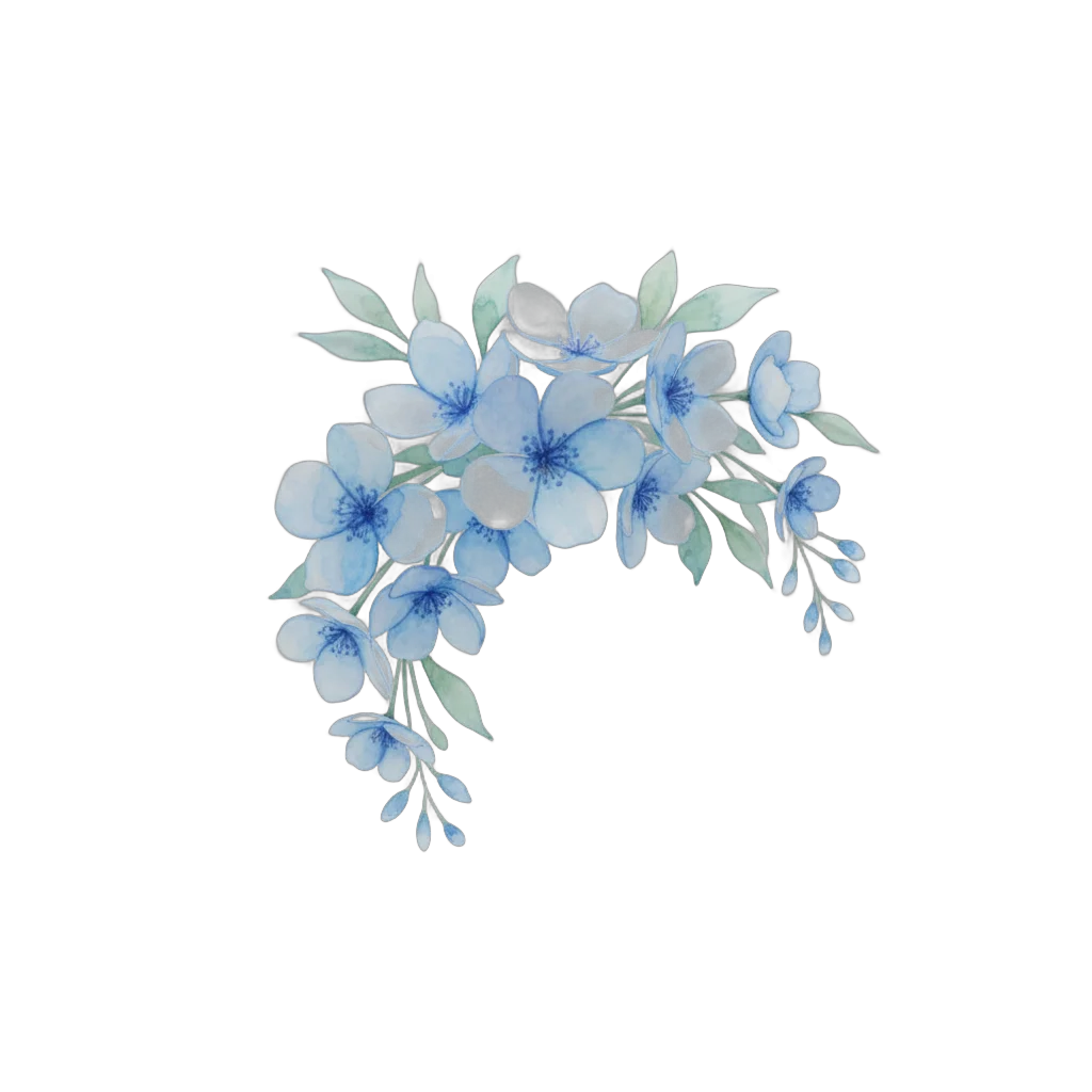 Blue Watercolor Flower Illustration