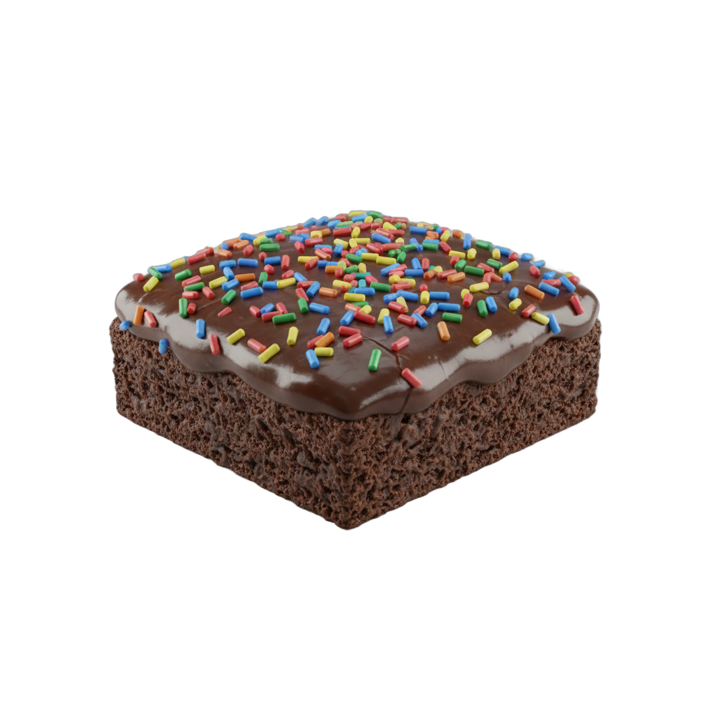 Chocolate Brownie with Icing and Sprinkles