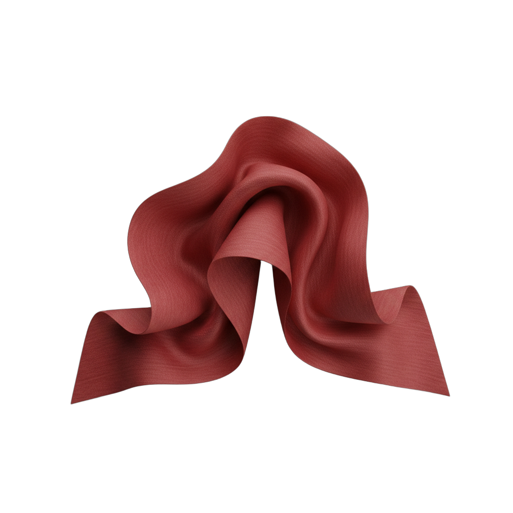 Folded Red Ribbon with Fabric Texture