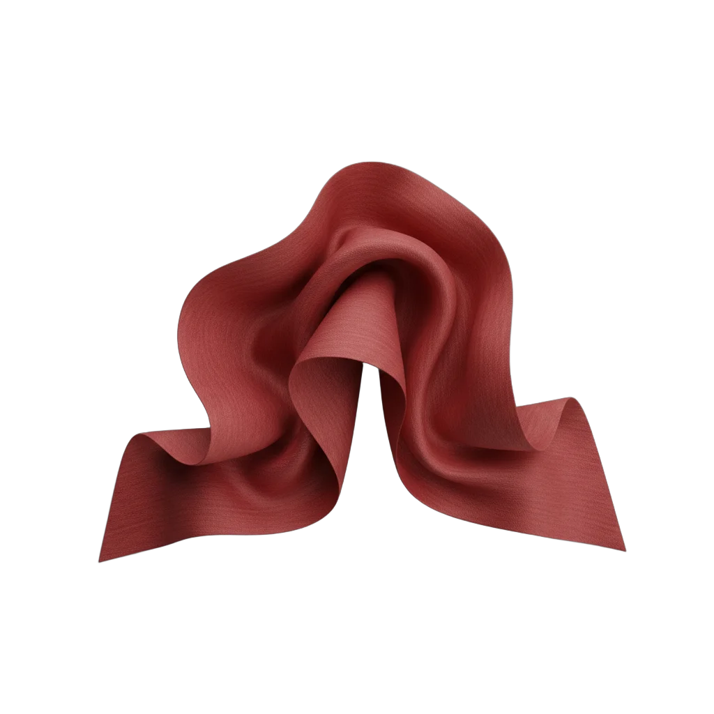 Folded Red Ribbon with Fabric Texture