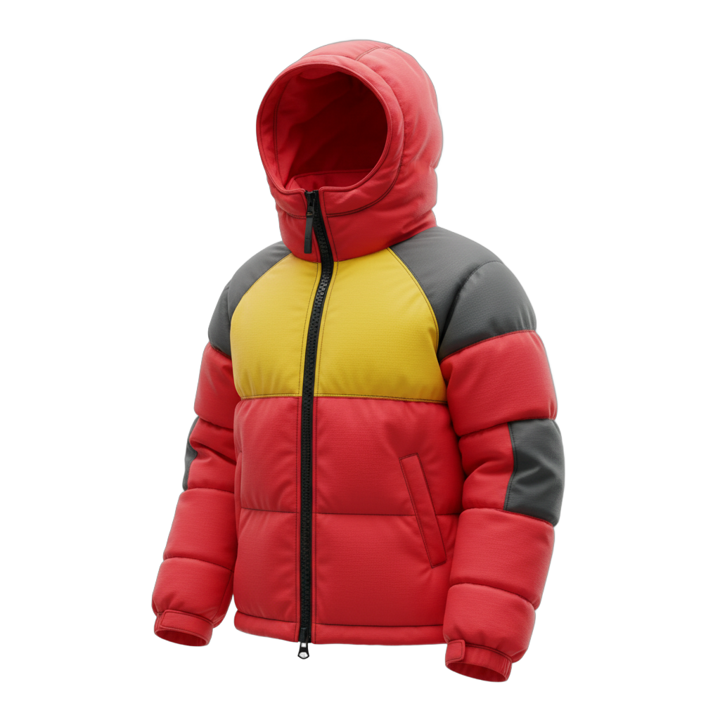 Color Block Puffy Winter Jacket