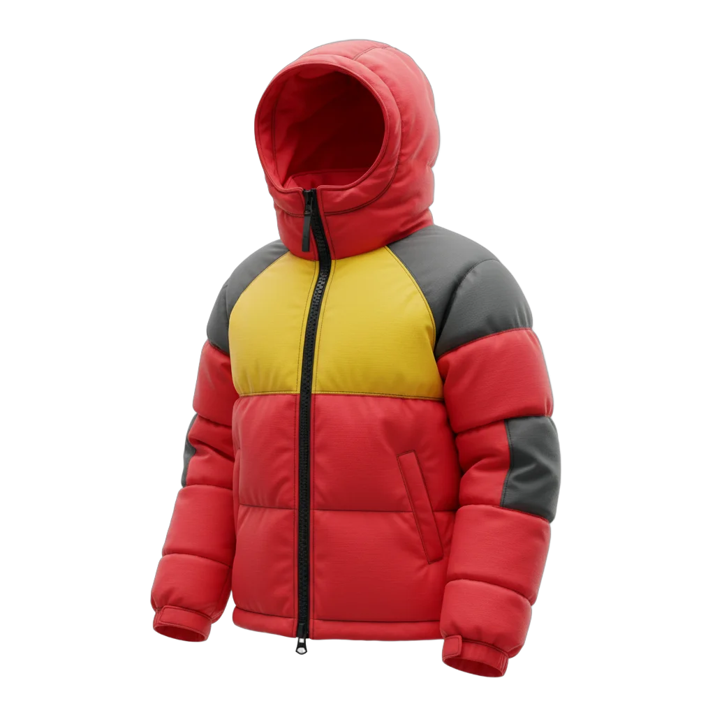 Color Block Puffy Winter Jacket