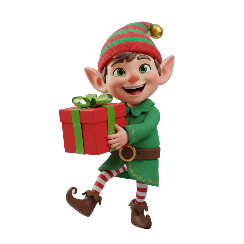 Christmas Elf with Gift Box