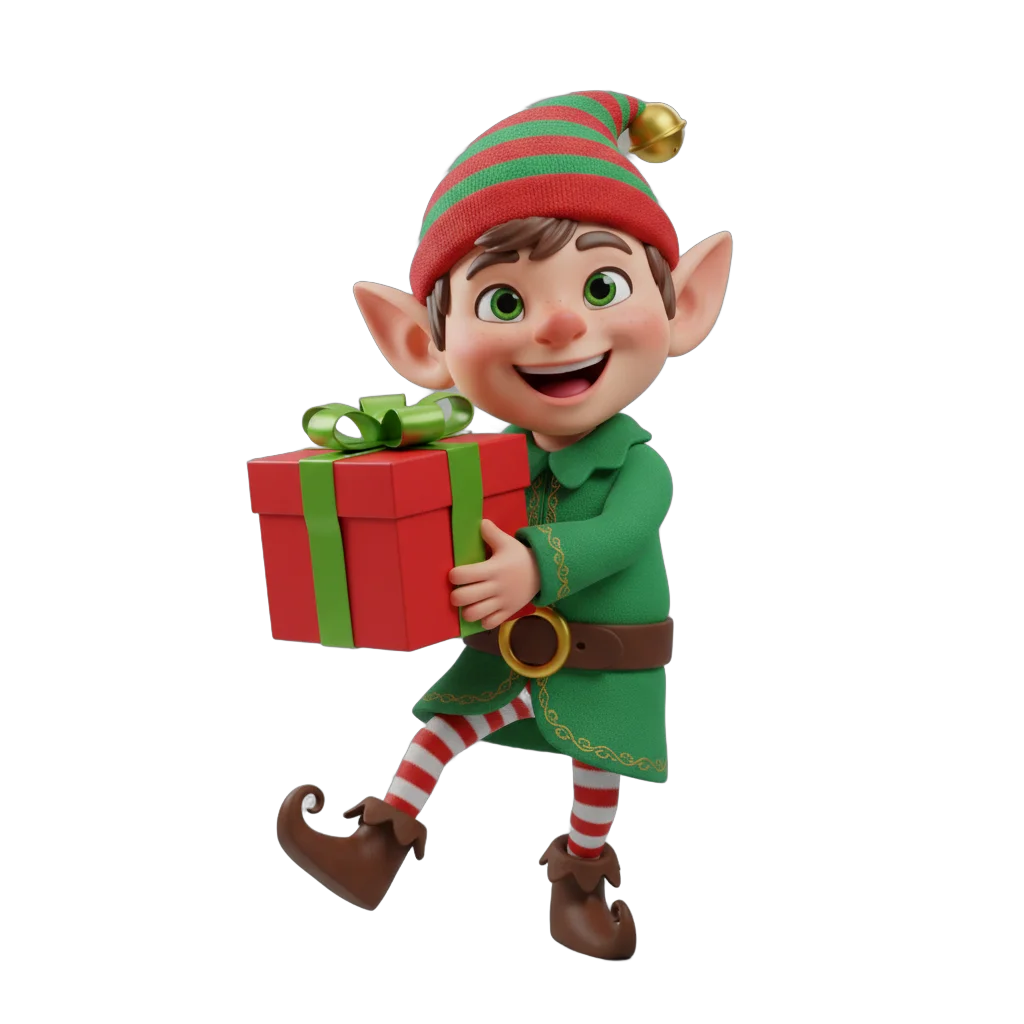 Christmas Elf with Gift Box