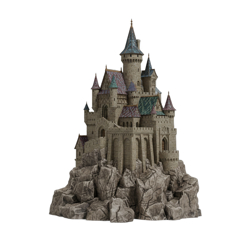 Fantasy Castle on Rocky Outcrop