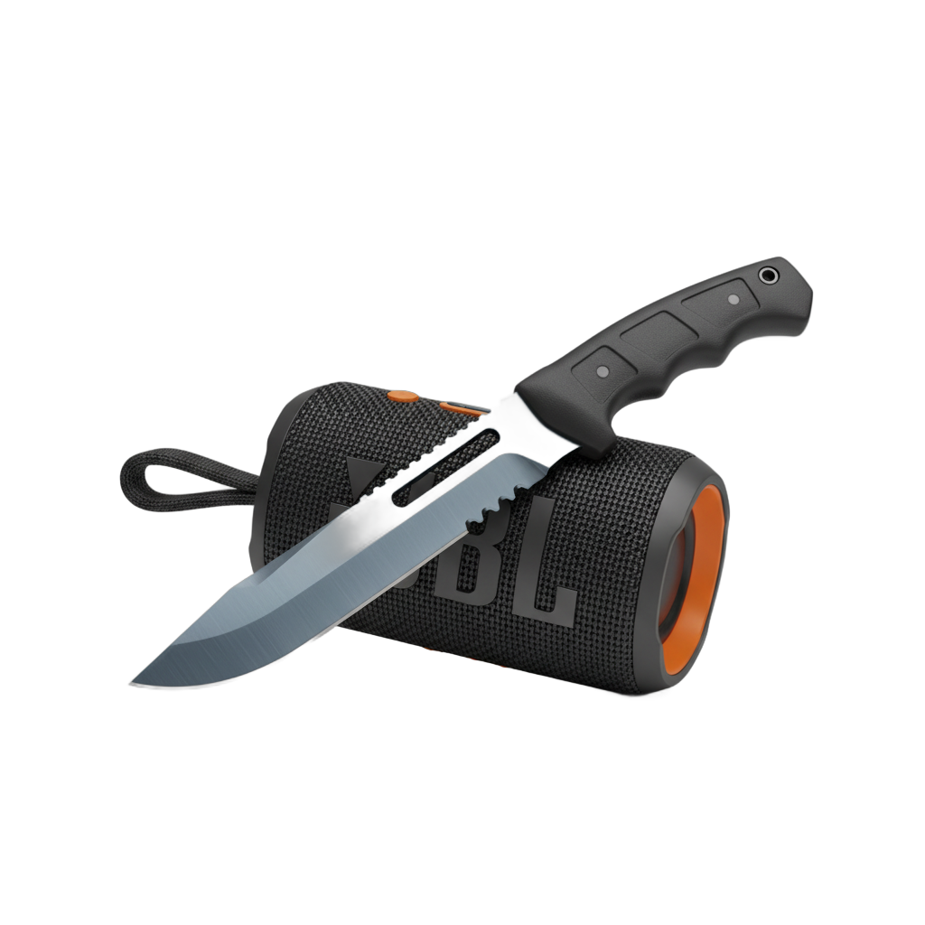 Portable Speaker and Combat Knife Bundle