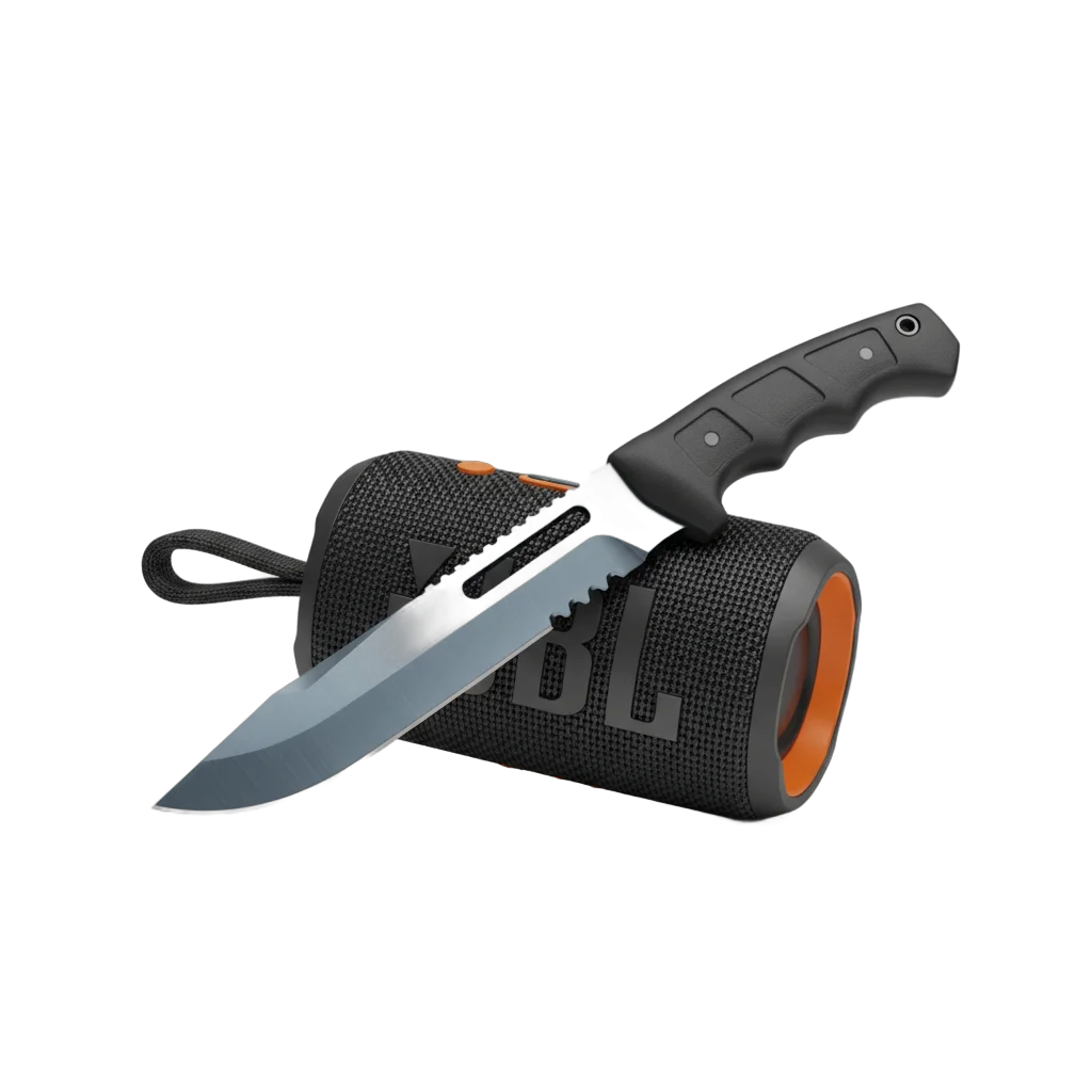 Portable Speaker and Combat Knife Bundle
