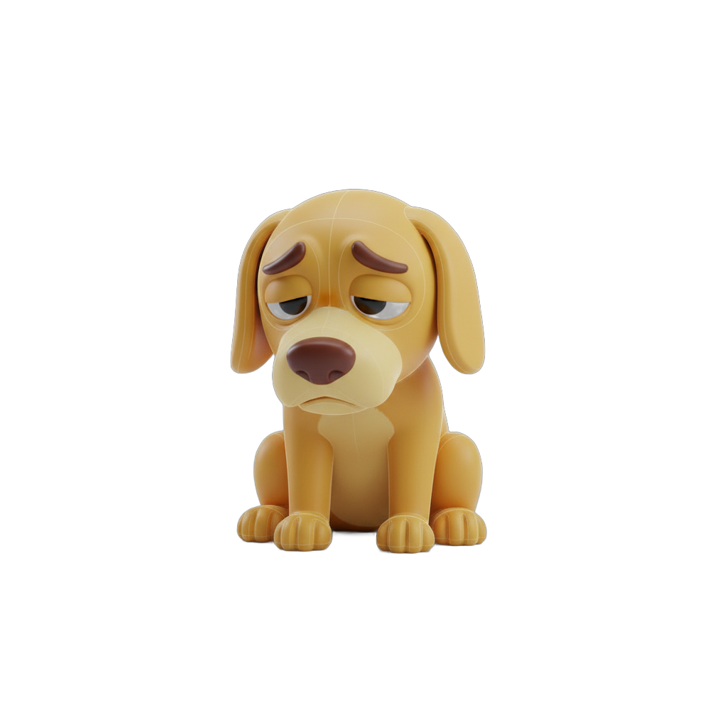 Cartoon Melancholic Yellow Dog